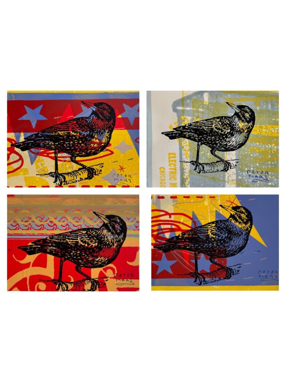 Blackbird Art on Archival Paper Avian Decor Birds Silkscreen Painting $55-each